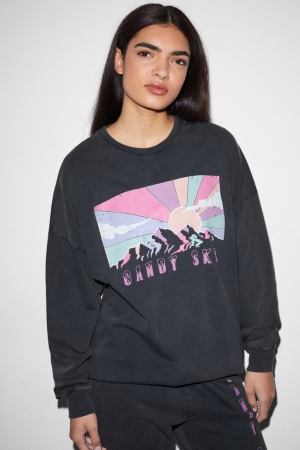 Dark Gray C&A Clockhouse Women's Sweatshirts | RQKVP-9746