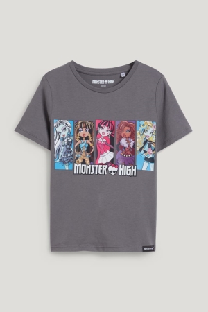 Dark Gray C&A Monster High Sleeve Girls' T-shirts | DEJGP-1609