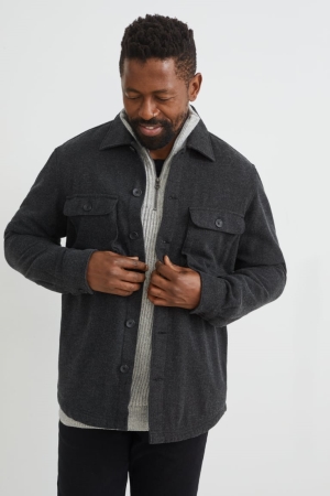 Dark Gray C&A Recycled Men's Shirts | QWOKB-3087