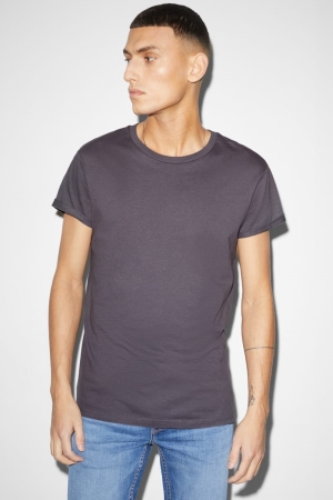 Dark Gray C&A With Recover™ Recycled Cotton Men's T-shirts | TKGNR-1970