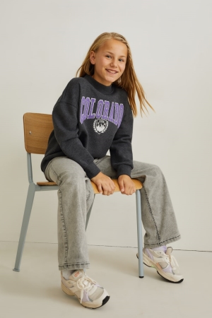 Dark Gray Melange C&A Girls' Sweatshirts | BROVU-0329