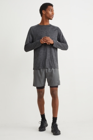 Dark Gray Melange C&A Technical Men's Top | DRKVE-7503