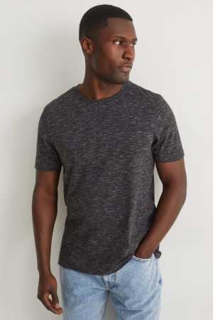 Dark Gray Melange C&A With Organic Cotton Men's T-shirts | XEKQU-5679