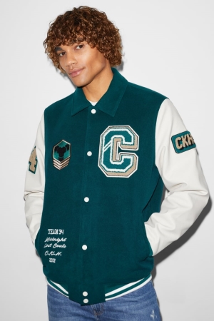 Dark Green C&A Clockhouse Bomber Men's Jackets | XAYLC-3782