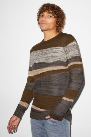 Dark Green C&A Clockhouse Men's Jumper | FPJSU-0974