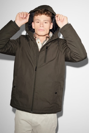 Dark Green C&A Clockhouse With Hood Men's Jackets | DECUX-3986