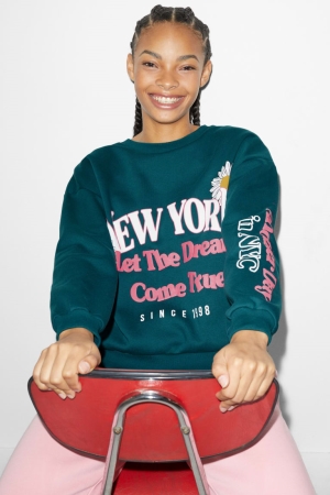 Dark Green C&A Clockhouse Women's Sweatshirts | OGVUW-4972