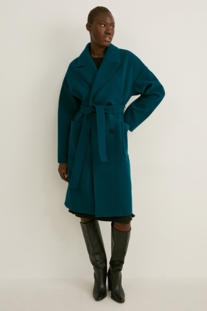 Dark Green C&A Coat Women's Coats | RWKHS-0361