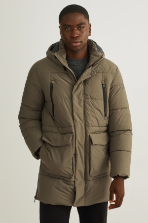 Dark Green C&A Parka With Hood Men's Jackets | XSNMP-1256