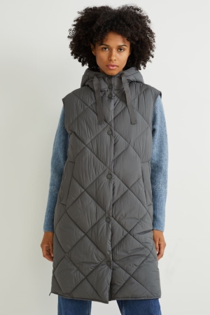 Dark Green C&A Quilted Gilet With Hood Bionic-finish®eco Recycled Women's Jackets | EMUPS-6182