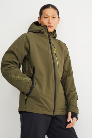 Dark Green C&A Ski With Hood Bionic-finish®eco Men's Jackets | QPHIL-4351