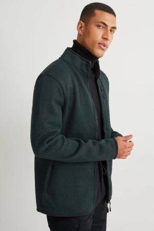 Dark Green C&A Zip-through Men's Sweatshirts | JUGWY-7460