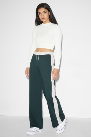 Dark Green Melange C&A Clockhouse Joggers Women's Trousers | PEZJO-2346