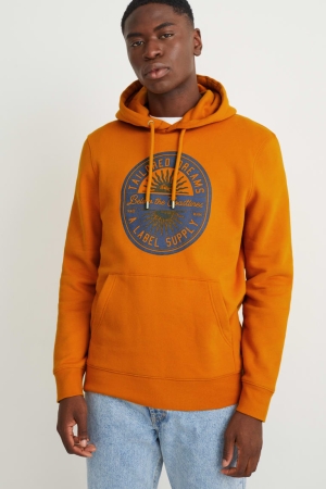 Dark Orange C&A With Recycled Polyester Men's Sweatshirts | HUKNY-1390