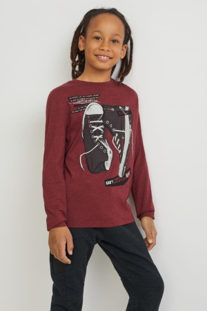 Dark Red C&A Long Sleeve Boys' Top | NYGDR-2068