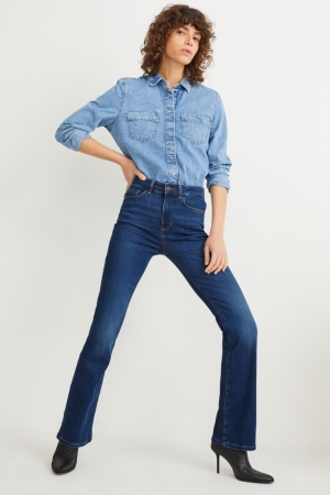 Denim Blue C&A Bootcut High Waist Lycra® Recycled Women's Jeans | CWJFA-2164