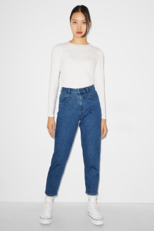 Denim Blue C&A Clockhouse Balloon High Waist Women's Jeans | WRVGL-6832