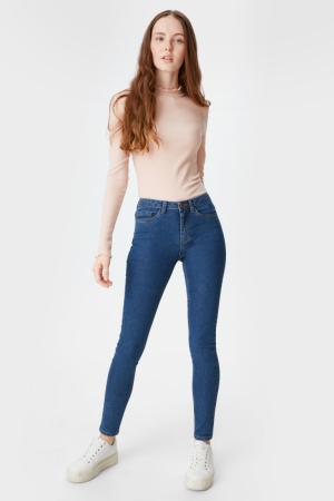 Denim Blue C&A Clockhouse Super Skinny High Waist Women's Jeans | TOKCX-7824