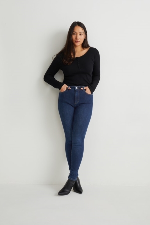 Denim Blue C&A Curvy High Waist Skinny Fit Lycra® Recycled Women's Jeans | FOENU-5369