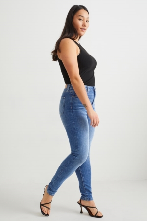 Denim Blue C&A Curvy High Waist Skinny Fit Lycra® Recycled Women's Jeans | PQFSW-7103