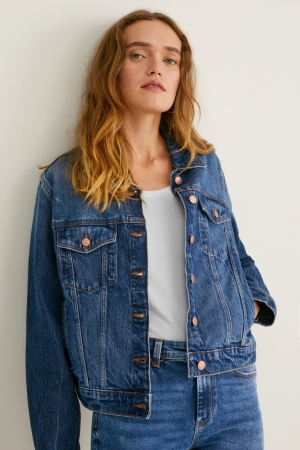 Denim Blue C&A Denim Lycra® Recycled Women's Jackets | NLBMC-8132