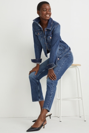 Denim Blue C&A Denim Lycra® With Recycled Cotton Women's Jackets | PUVOM-7650