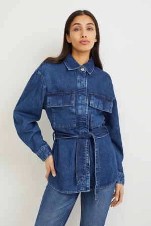 Denim Blue C&A Denim Women's Jackets | MBQVD-5946