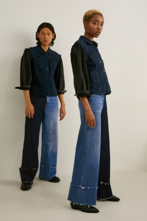 Denim Blue C&A E.L.V. Denim Wide Leg High Waist Genderneutral Recycled Women's Jeans | CMBPW-0532