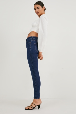 Denim Blue C&A Made In Eu Skinny High Waist Organic Cotton Women's Jeans | SMLEQ-3284