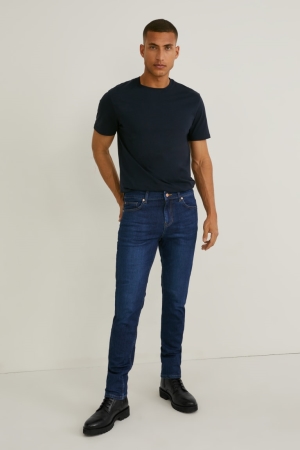 Denim Blue C&A Made In Eu Slim Organic Cotton Men's Jeans | KBXQY-1703