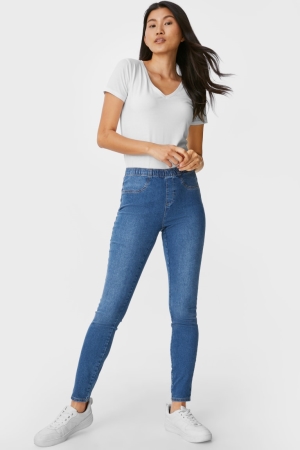 Denim Blue C&A Multipack Of 3 Jegging Mid Waist Women's Jeans | ZNVCW-7862