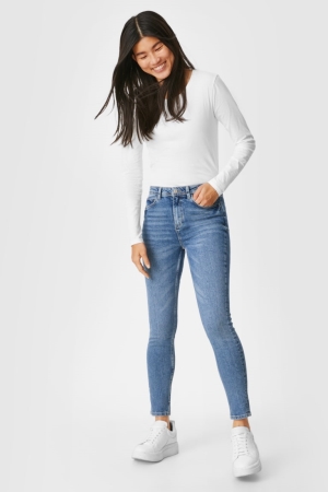 Denim Blue C&A Skinny High Waist Women's Jeans | BSDQL-1465