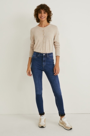 Denim Blue C&A Skinny High Waist Women's Jeans | VUSER-8215