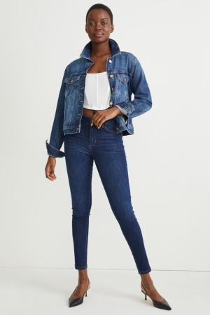 Denim Blue C&A Skinny Mid-rise Waist Lycra® Women's Jeans | MXZYI-7813