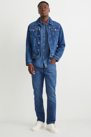 Denim Blue C&A Straight Lycra® Men's Jeans | YSMFH-4375