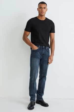 Denim Blue C&A Straight Lycra® Recycled Cotton Men's Jeans | VBKTQ-4728