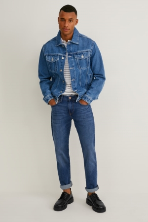 Denim Blue C&A Straight Men's Jeans | JKHAT-3941