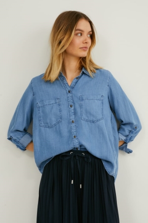 Denim Blue C&A Tencel™ Women's Blouses | PAILR-4719