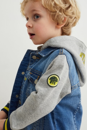 Denim Blue C&A With Hood Girls' Jackets | OPVMK-4597