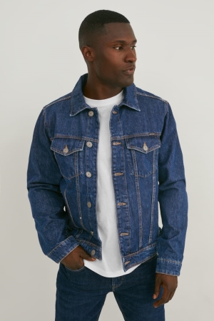 Denim Dark Blue C&A Denim Men's Jackets | SGHVN-9680