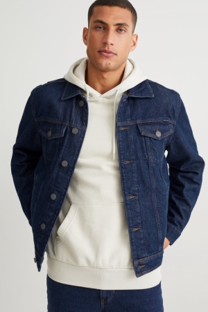 Denim Dark Blue C&A Denim Men's Jackets | XHDZQ-0854