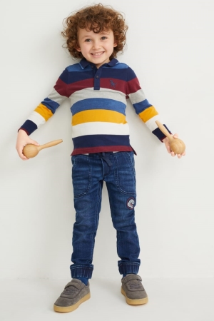 Denim Dark Blue C&A Dinosaur Slim Boys' Jeans | PJTZV-3527