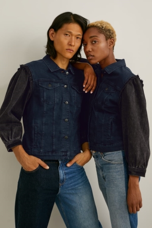 Denim Dark Blue C&A E.L.V. Denim Denim Genderneutral Recycled Women's Jackets | DIOLN-0196