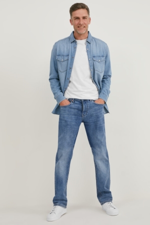 Denim Dark Blue C&A Regular Lycra® Men's Jeans | METSP-0781