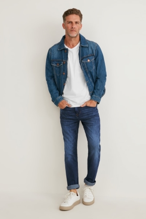 Denim Dark Blue C&A Slim Coolmax® Ecomade Lycra® Men's Jeans | YQAZD-5419