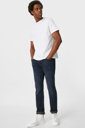 Denim Dark Blue C&A Slim Flex Jog Denim Men's Jeans | KWRCM-1079