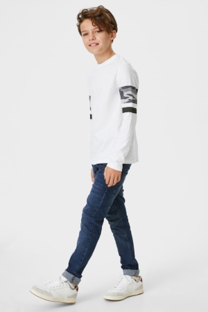 Denim Dark Blue C&A Slim Organic Cotton Boys' Jeans | RMPWQ-1624