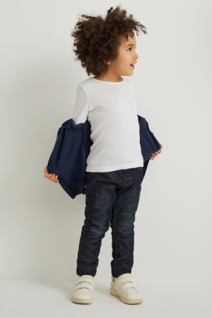 Denim Dark Blue C&A Slim Thermal Boys' Trousers | DSAIG-3915