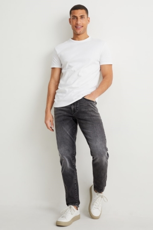 Denim Dark Gray C&A Tapered Lycra® Recycled Men's Jeans | BXFIH-6758