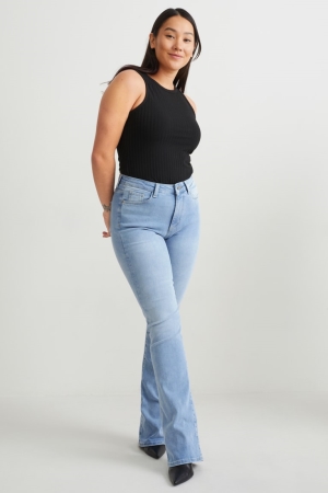 Denim Light Blue C&A Curvy High Waist Bootcut Lycra® Women's Jeans | SMZLO-4603